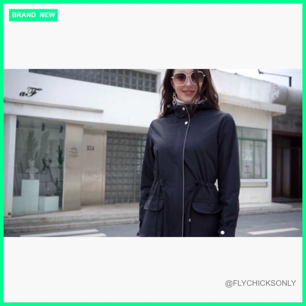 Waterproof Polyester Long Rain Jacket Hooded Tren… - image 7